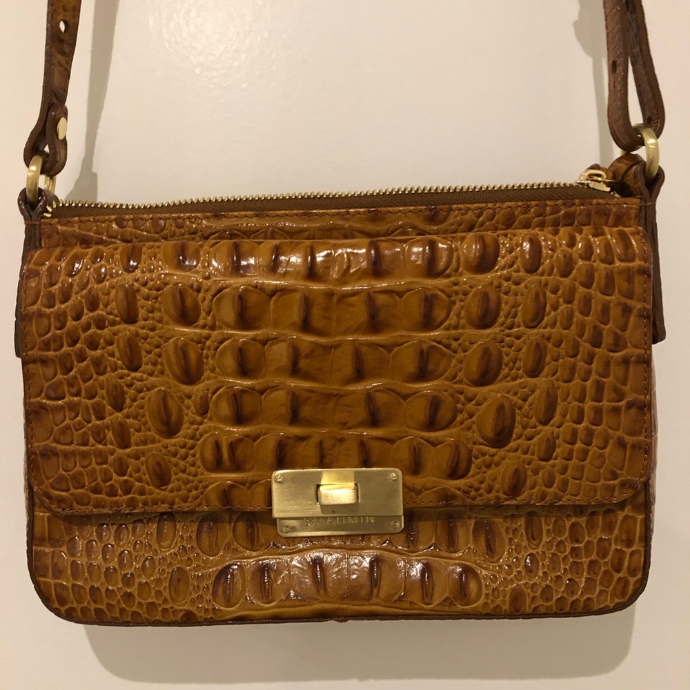 Brahmin Camel Croc Leather Small Crossbody